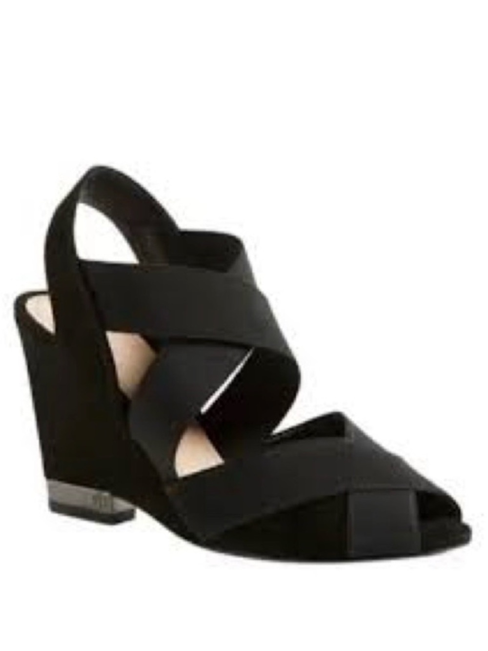 TORY BURCH Debbie Strappy Black Suede Leather Wedge Heels Sandals Women’s Shoes